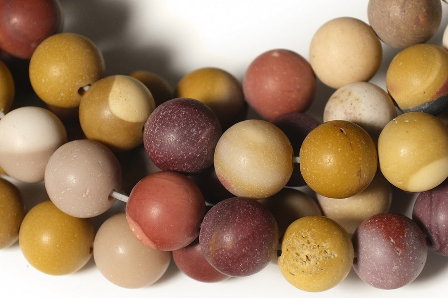 15.5" 8mm/10mm Natural Matte moukaite/mookaite jasper round beads, frosted moukaite beads