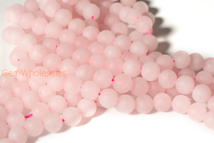 15.5" 6mm Natural Matte/frosted Rose quartz round beads
