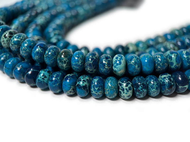 15.5" 5x8mm blue emperor jasper/Sea Sediment rondelle/roundel beads