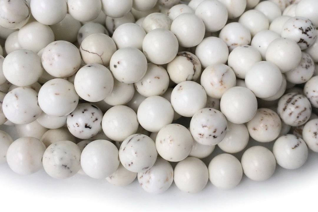 15.5" 14mm/16mm Natural Cream White howlite round beads, Ivory white beige gemstone