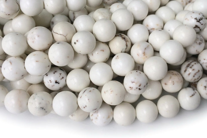 15.5" 14mm/16mm Natural Cream White howlite round beads, Ivory white beige gemstone
