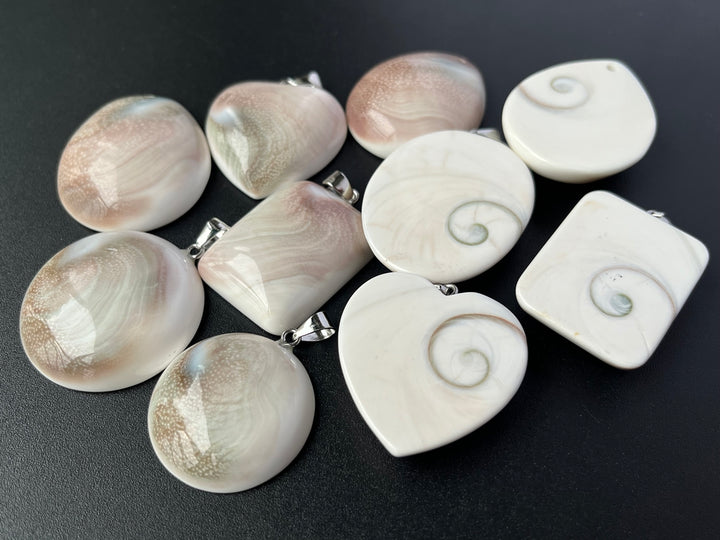 1PC 30~40mm Sun shell fossil rectangle pendant, solar spiral shell