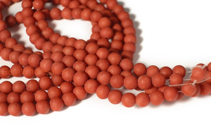 15.25" 6mm/8mm/10mm/12mm matte orange dyed jade Round beads gemstone