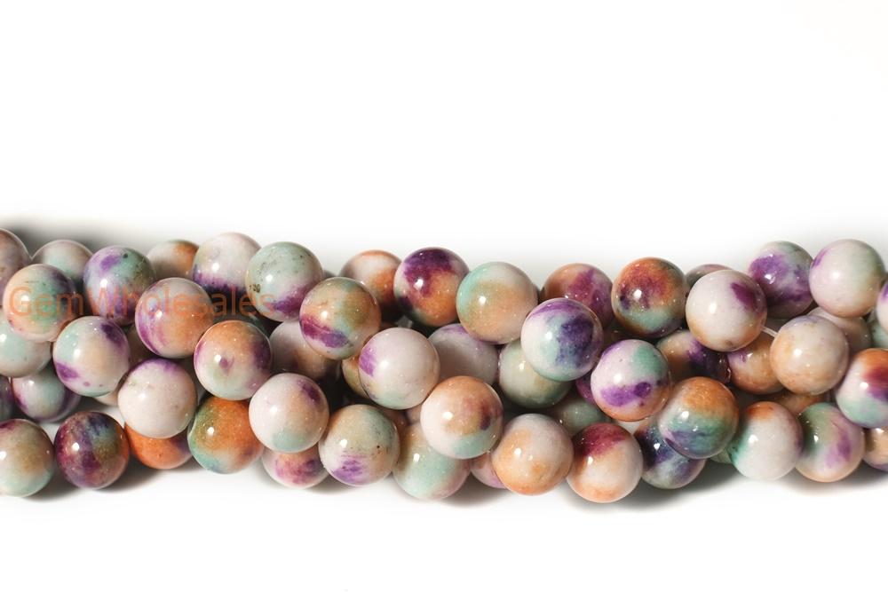 15.5" 8mm Dyed Orange Green purple jade round jewelry beads X019