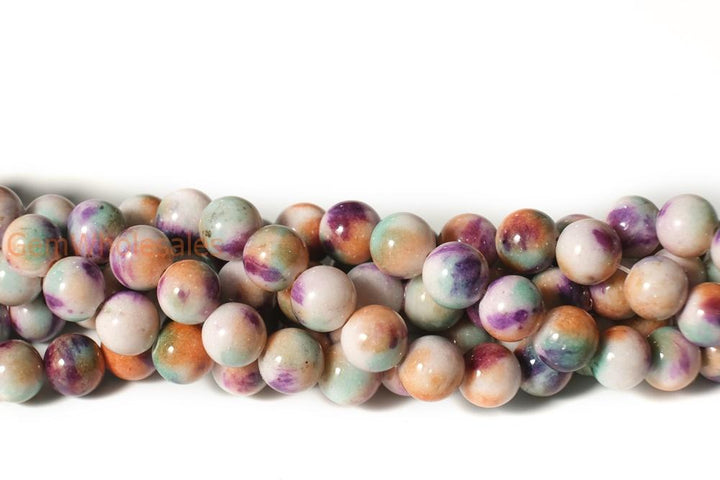 15.5" 8mm Dyed Orange Green purple jade round jewelry beads X019