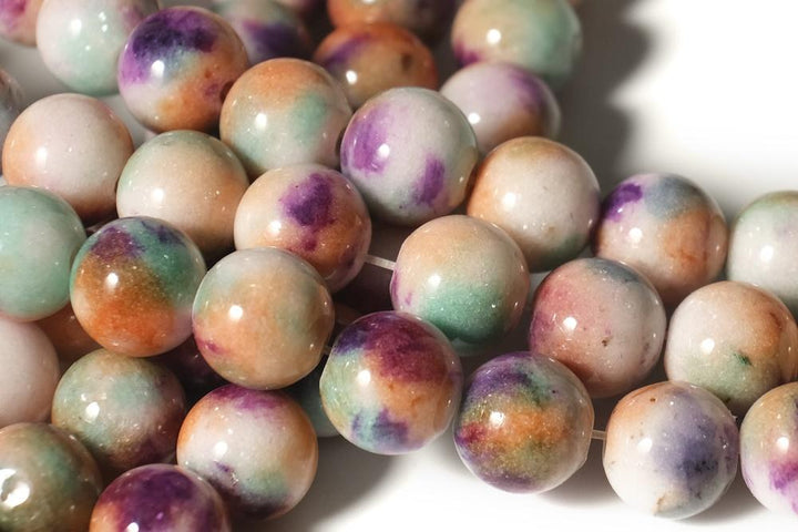 15.5" 8mm Dyed Orange Green purple jade round jewelry beads X019