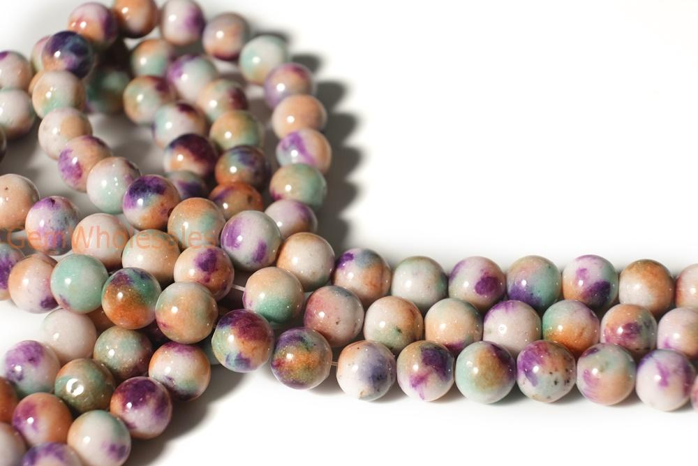 15.5" 8mm Dyed Orange Green purple jade round jewelry beads X019
