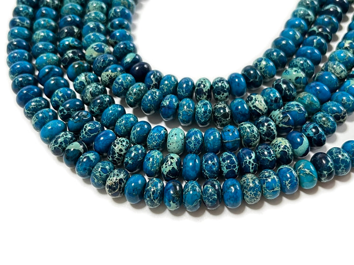 15.5" 5x8mm blue emperor jasper/Sea Sediment rondelle/roundel beads