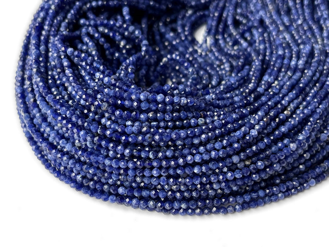15.5" 2mm AAA natural sodalite stone round micro faceted beads