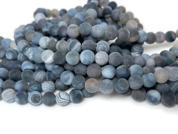 15.5" 8mm/10mm frosted black brown dream fire Agate Round beads