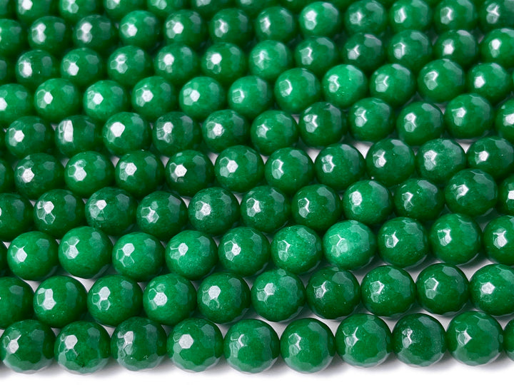 15" 10mm Dark bluish green Malaysian jade Round faceted beads