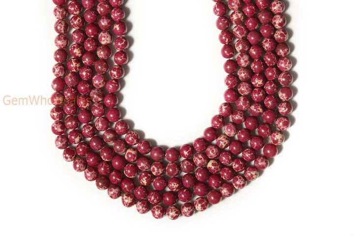 15.5" 6mm/8mm/10mm Rose red emperor jasper round beads,Sea Sediment