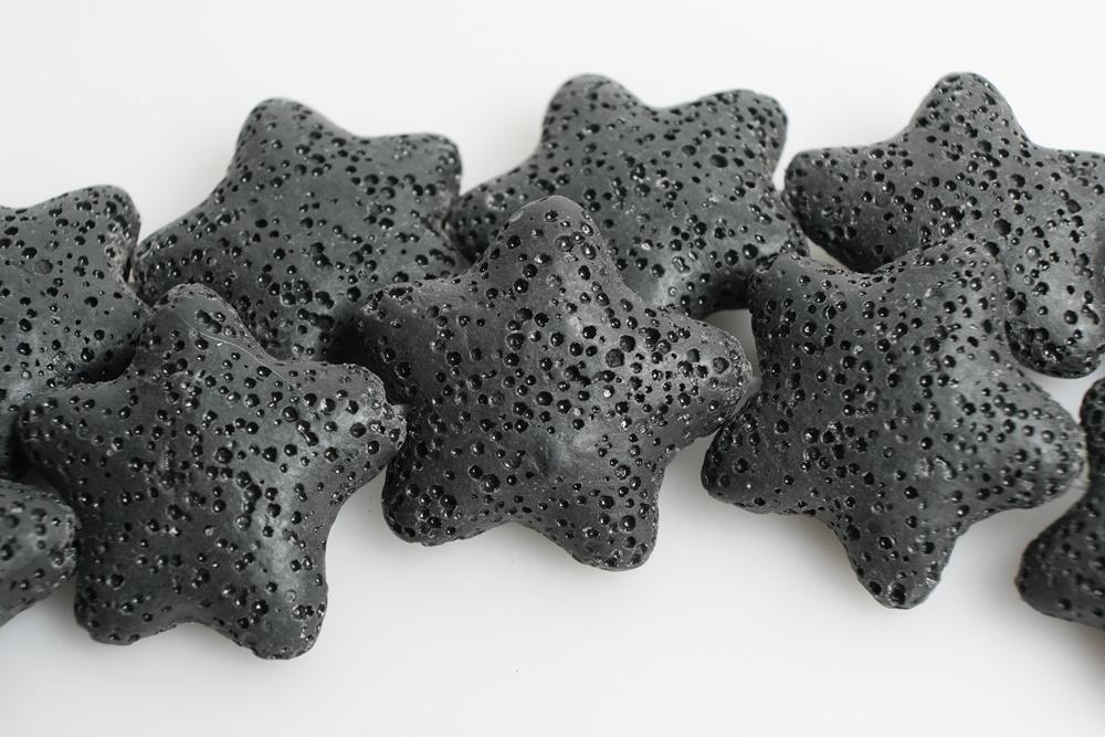 Black 25mm black Lava Starfish Gemstone pendant