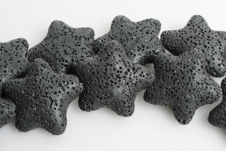 Black 25mm black Lava Starfish Gemstone pendant