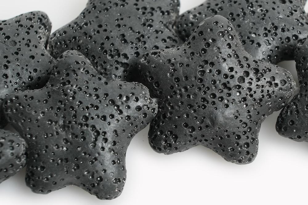 Black 25mm black Lava Starfish Gemstone pendant