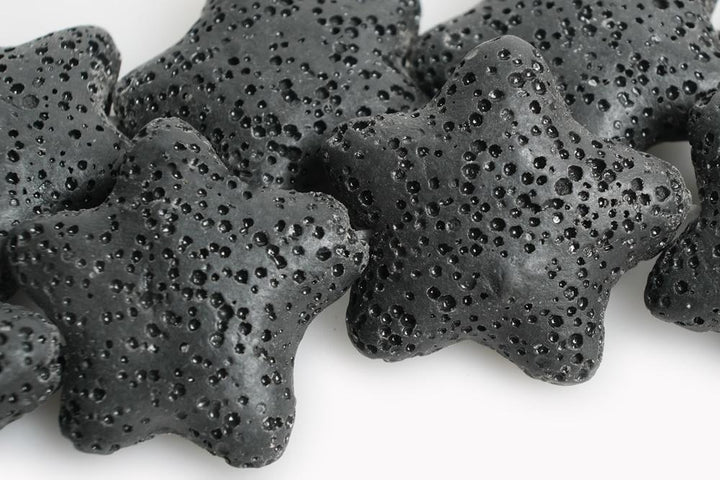 Black 25mm black Lava Starfish Gemstone pendant