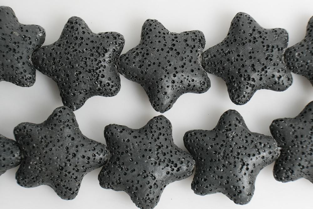 Black 25mm black Lava Starfish Gemstone pendant