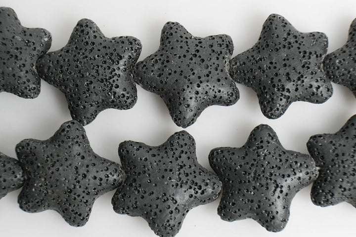 Black 25mm black Lava Starfish Gemstone pendant
