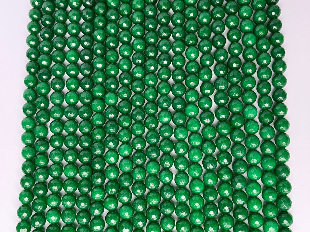 15" 10mm Dark bluish green Malaysian jade Round faceted beads