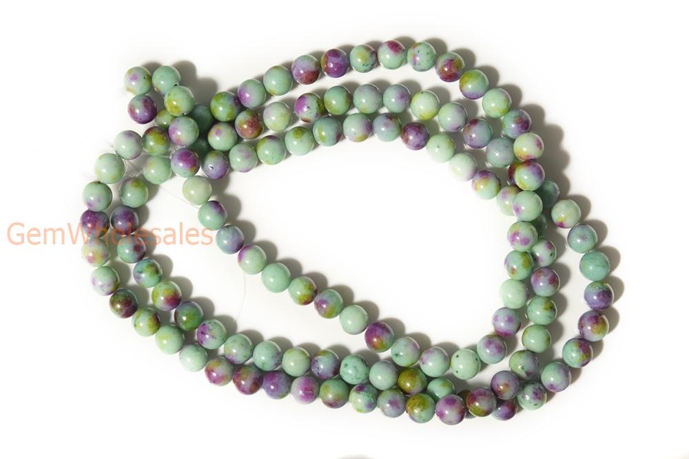 15.5" 6mm/8mm green purple dyed jade Round jewelry beads supply