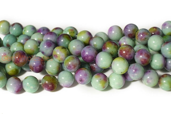 15.5" 6mm/8mm green purple dyed jade Round jewelry beads supply