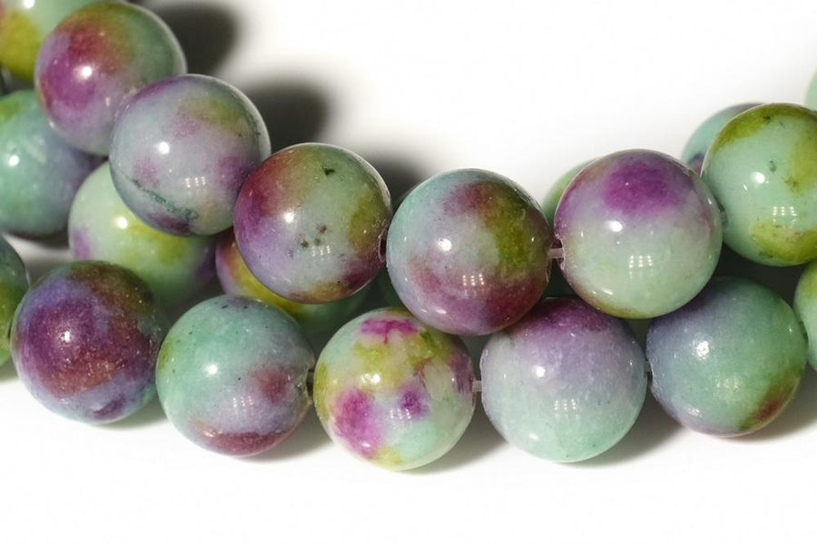 15.5" 6mm/8mm green purple dyed jade Round jewelry beads supply