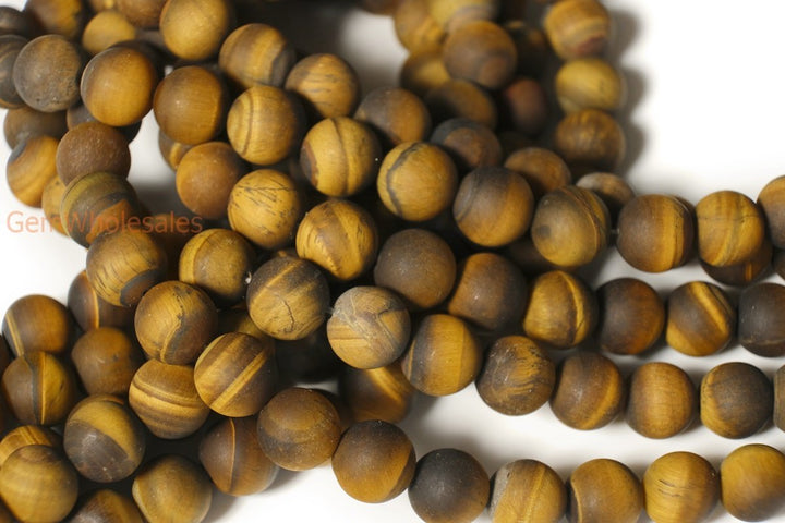 15.5" Matte yellow tiger eye 8mm round beads,frosted yellow tiger eye