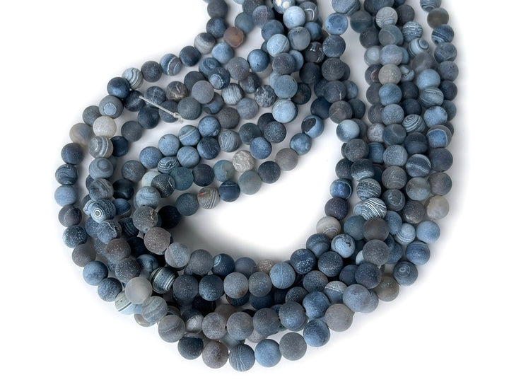 15.5" 8mm/10mm frosted black brown dream fire Agate Round beads