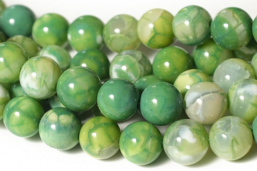 15.5" 8mm Green yellow fire agate round semi precious stone beads
