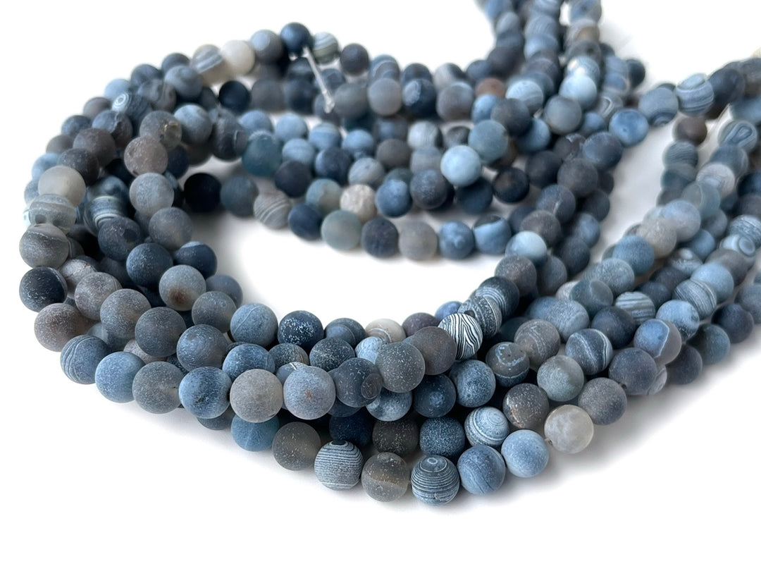 15.5" 8mm/10mm frosted black brown dream fire Agate Round beads