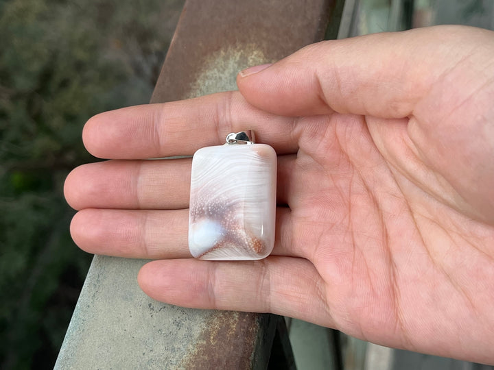 1PC 30~40mm Sun shell fossil rectangle pendant, solar spiral shell