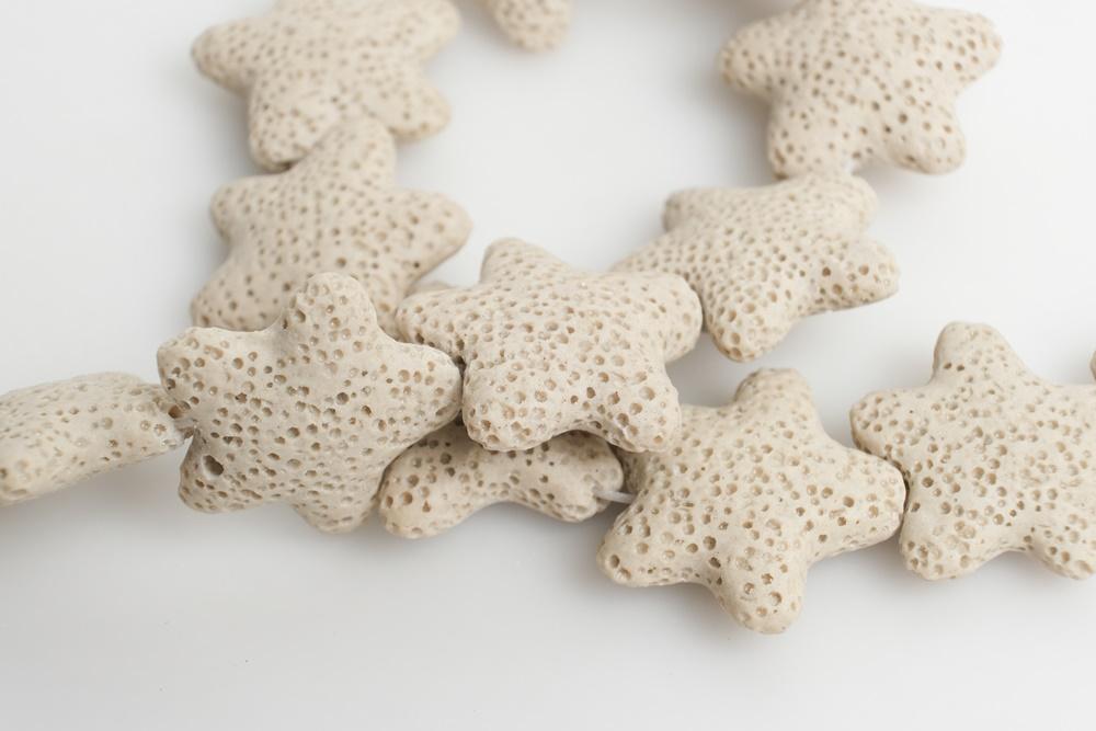 25mm beige Lava starfish Gemstone beads pendant