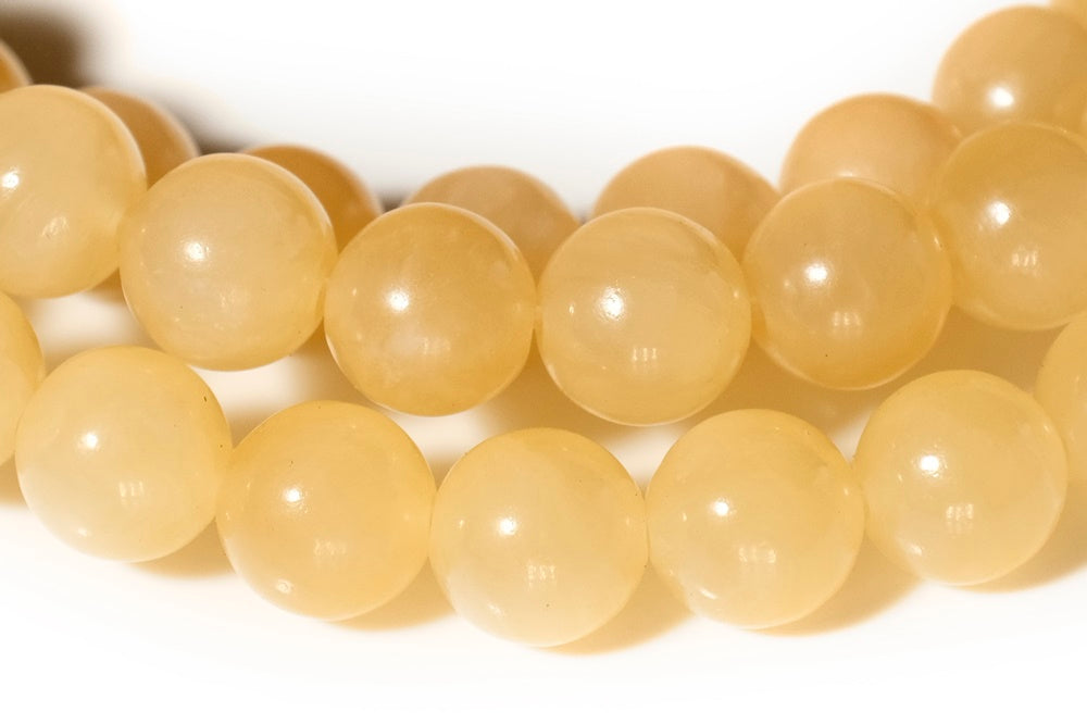 15.5" 8mm/10mm/12mm natural yellow jade Round gemstone beads