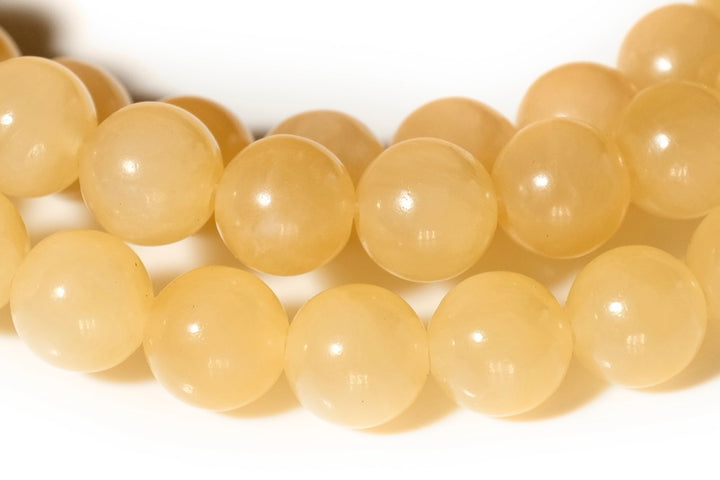 15.5" 8mm/10mm/12mm natural yellow jade Round gemstone beads