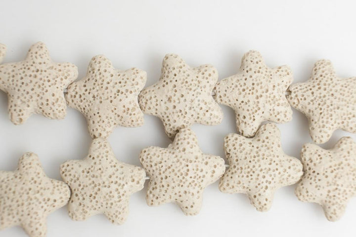 25mm beige Lava starfish Gemstone beads pendant