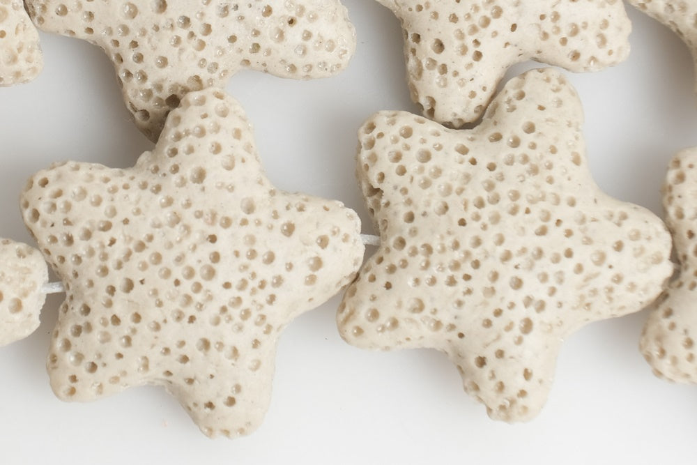 25mm beige Lava starfish Gemstone beads pendant
