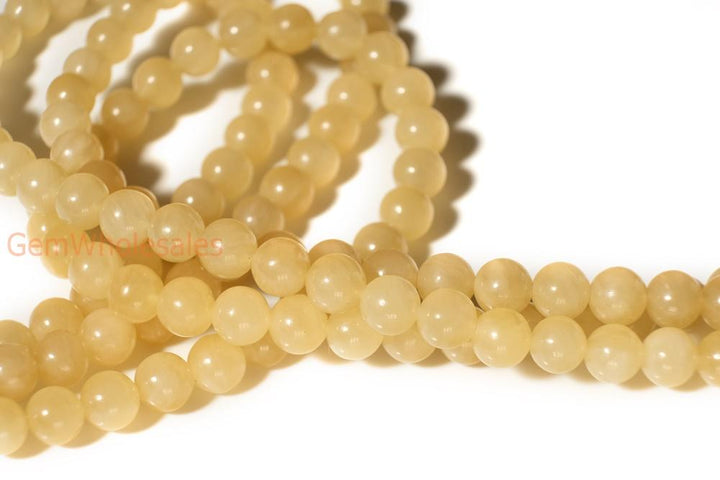 15.5" 8mm/10mm/12mm natural yellow jade Round gemstone beads