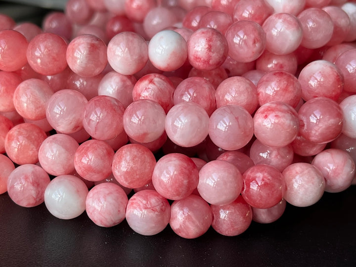 15.5" 8mm pink red dyed jade Round beads