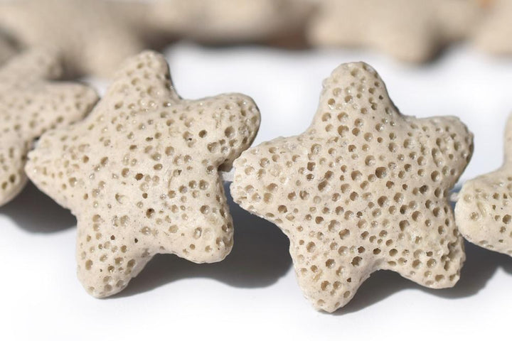 25mm beige Lava starfish Gemstone beads pendant