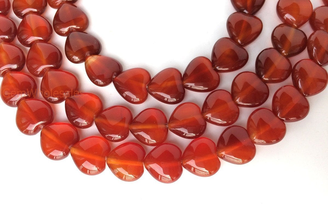 15.5" 12mm/14mm red Agate Heart beads Gemstone