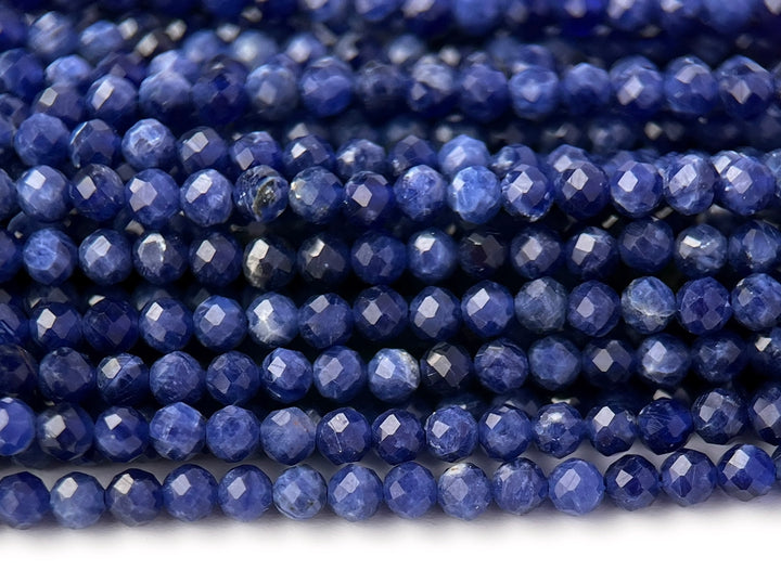 15.5" 2mm AAA natural sodalite stone round micro faceted beads