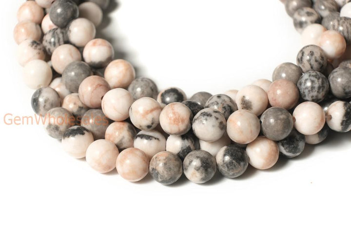 15.5" 6mm Natural pink Zebra jasper round semi precious stone beads
