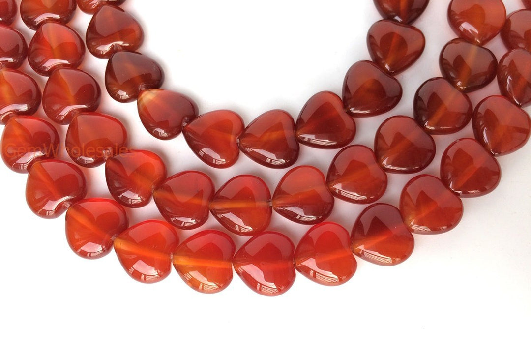 15.5" 12mm/14mm red Agate Heart beads Gemstone