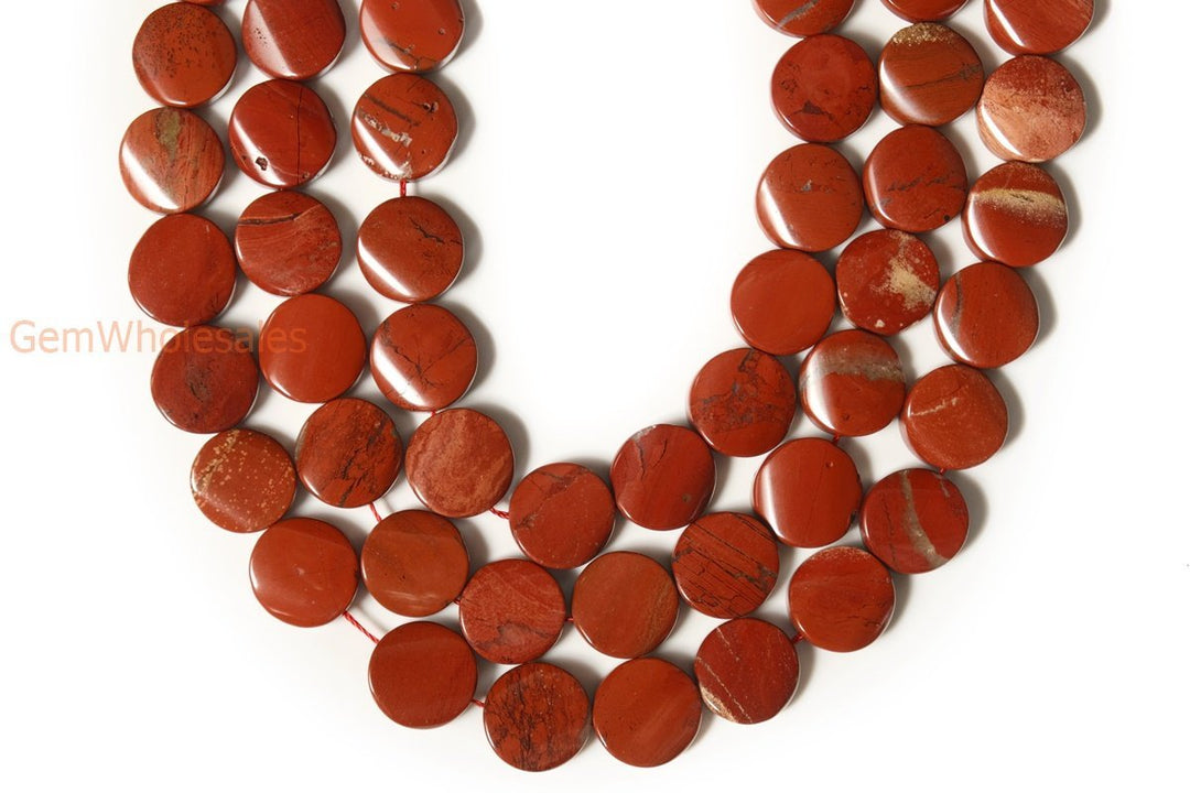 15.5" 16mm red jasper twisted coin, red jasper wave coin, semi precious stone