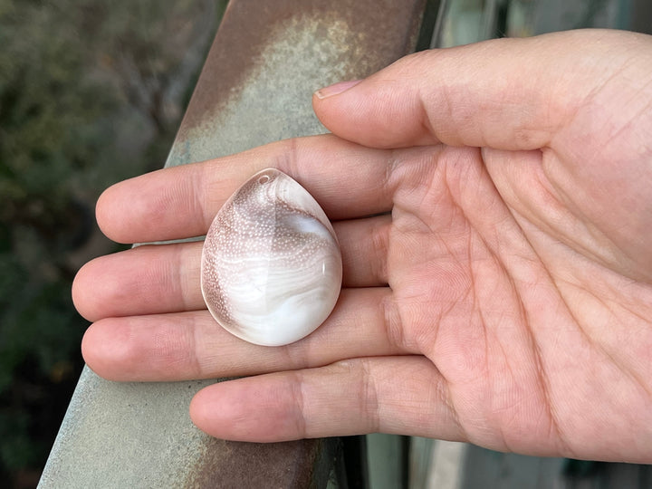1PC 30~40mm Sun shell fossil teardrop pendant, solar spiral shell