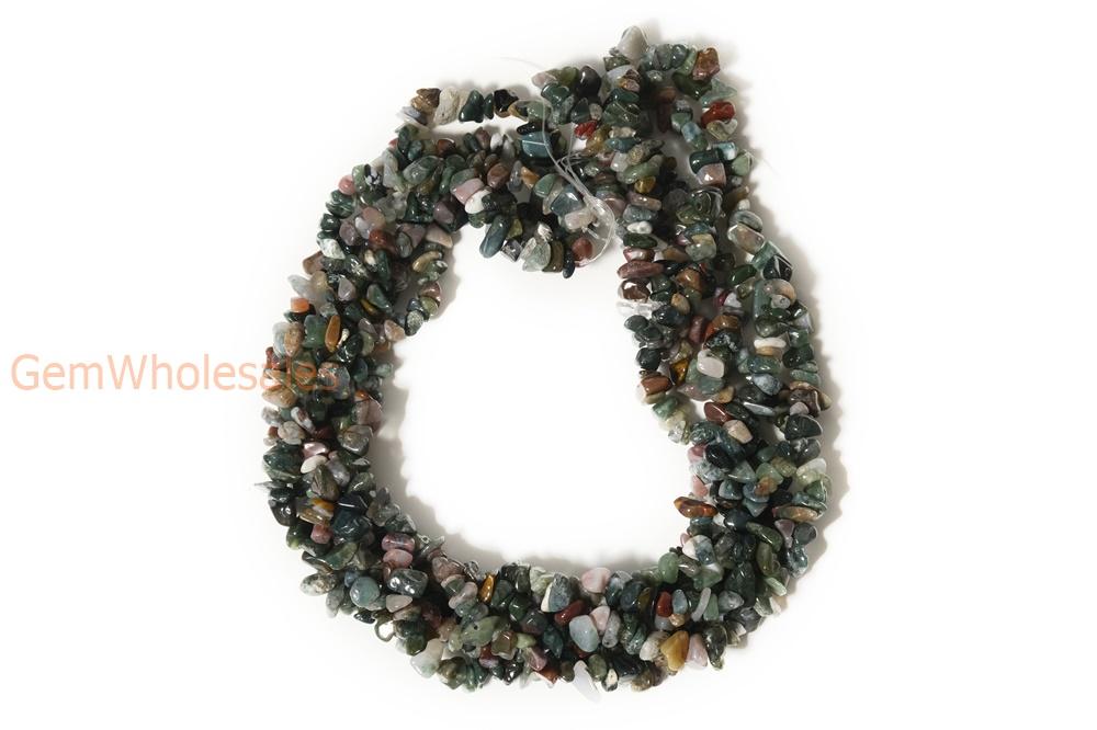 34" natural 5x10mm green Indian agate Chips beads Gemstone