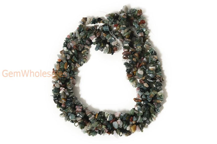 34" natural 5x10mm green Indian agate Chips beads Gemstone
