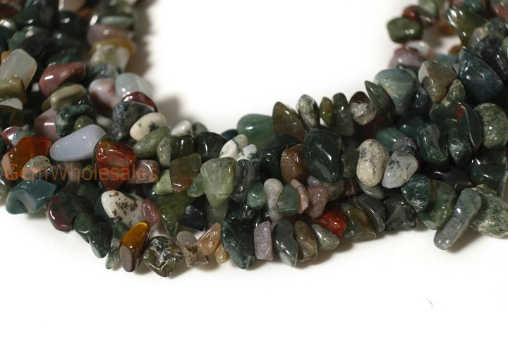 34" natural 5x10mm green Indian agate Chips beads Gemstone