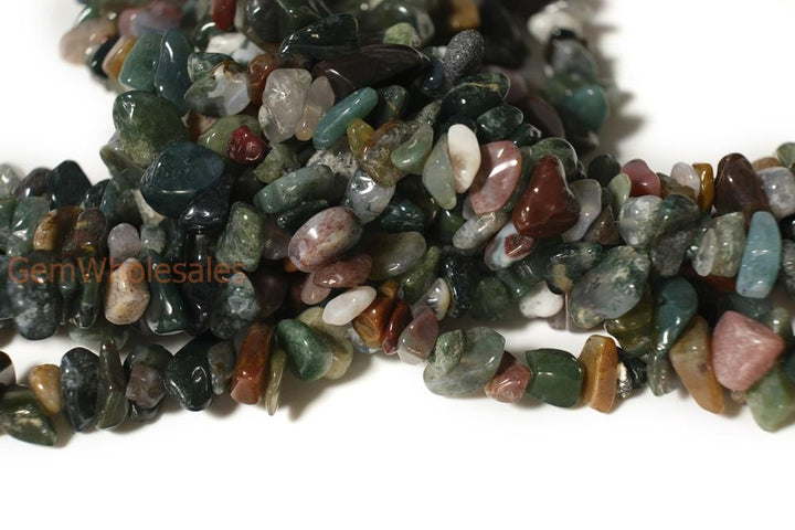 34" natural 5x10mm green Indian agate Chips beads Gemstone