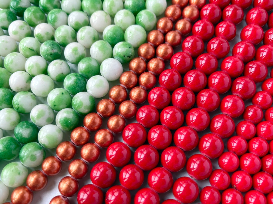 12str 8mm~10mm multi color mashan jade round beads sales pack